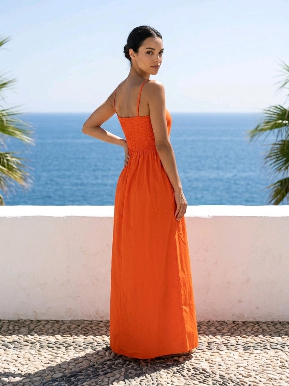 Universal Thread Orange Tie-Front Spaghetti Strap Maxi Dress - Picture 4 of 8